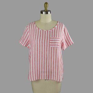 CHRISTIAN SIRIANO 100% LINEN STRIPED TOP
